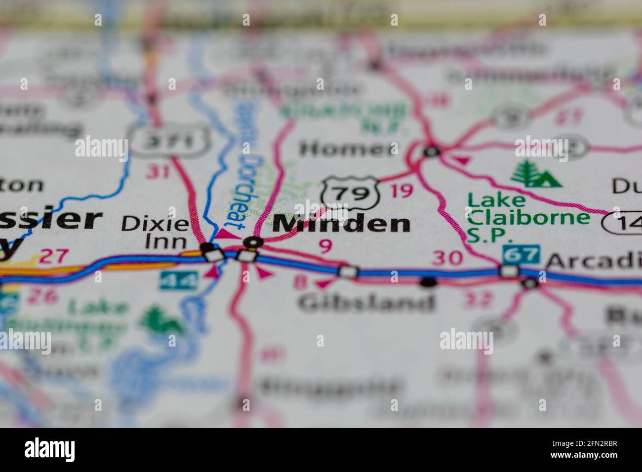 Minden Louisiana USA Shown on a Geography map or road map Stock Photo