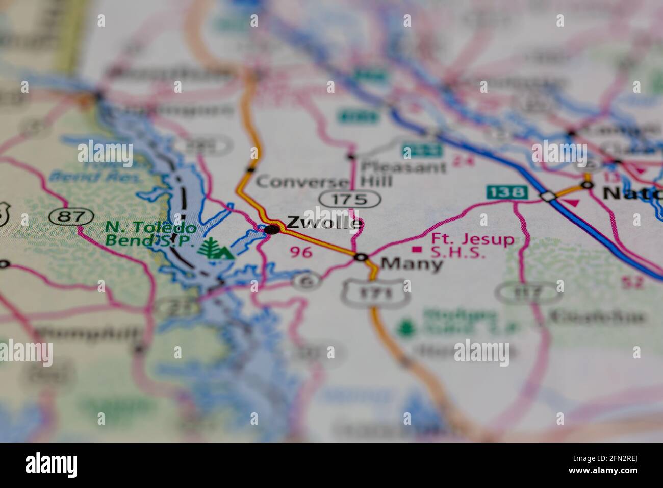 Zwolle Louisiana USA Shown on a Geography map or road map Stock Photo