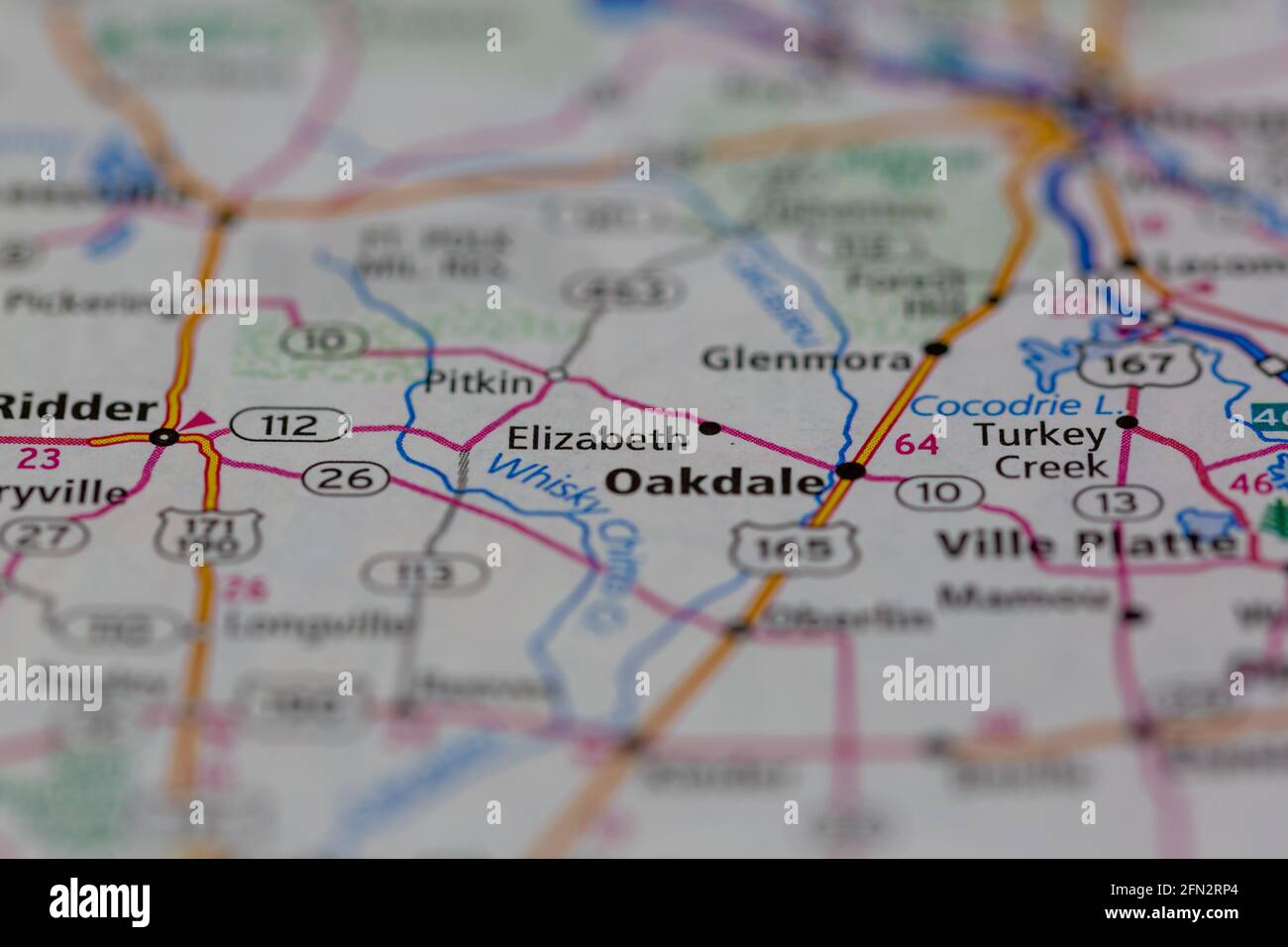 Oakdale Louisiana USA Shown on a Geography map or road map Stock Photo 