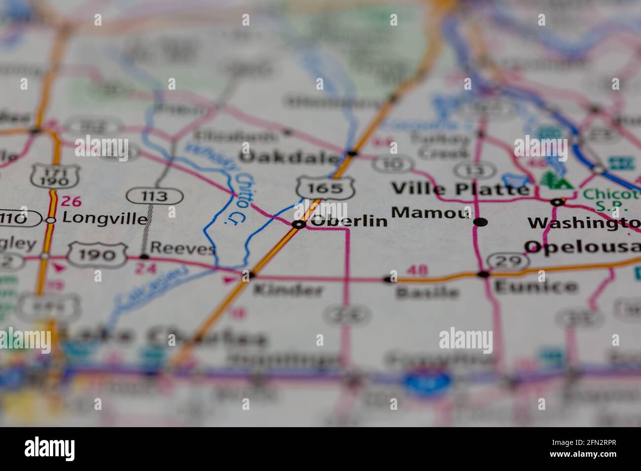 Oberlin Louisiana USA Shown on a Geography map or road map Stock Photo