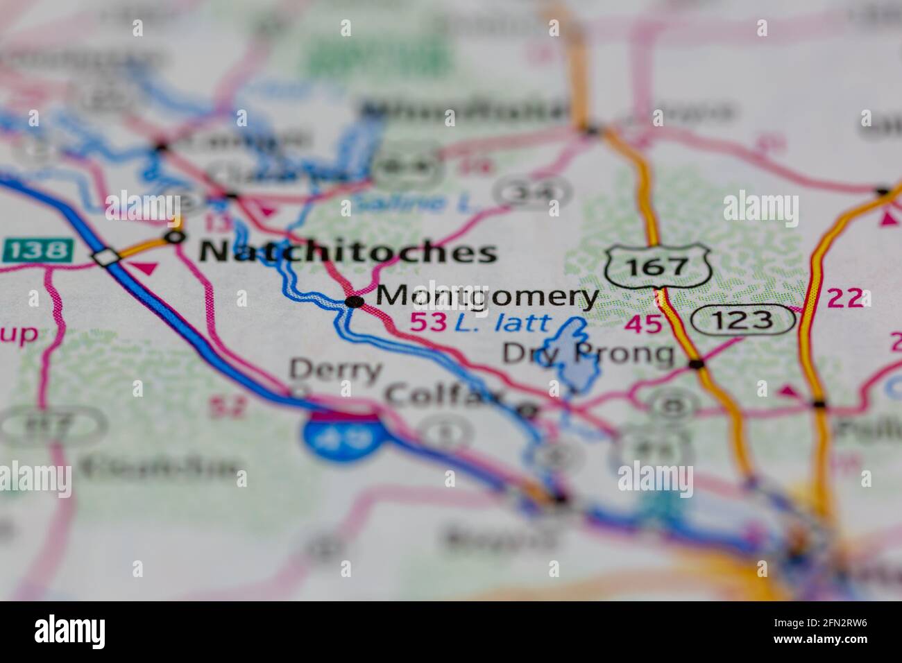 Montgomery Louisiana USA Shown on a Geography map or road map Stock