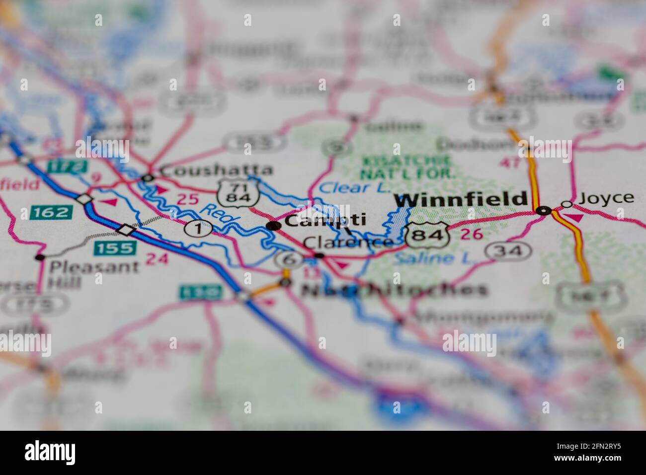 Campti Louisiana USA Shown on a Geography map or road map Stock Photo