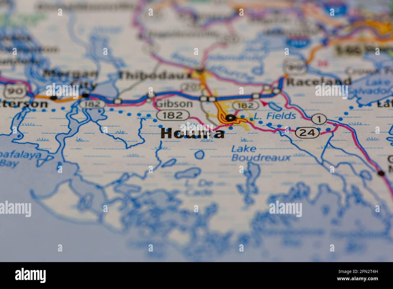 Houma Louisiana USA Shown on a Geography map or road map Stock Photo