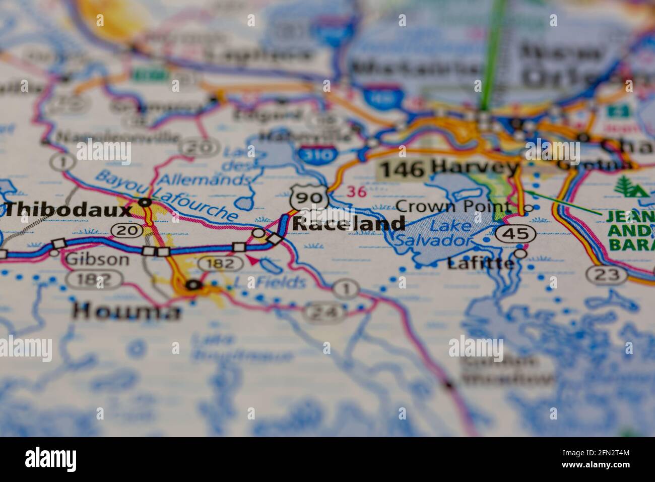 Raceland Louisiana USA Shown on a Geography map or road map Stock Photo