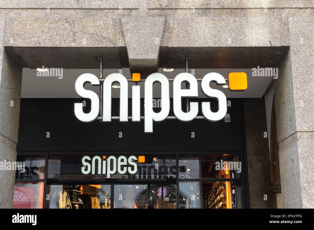 Snipes shoe store sign in Munich Stock Photo