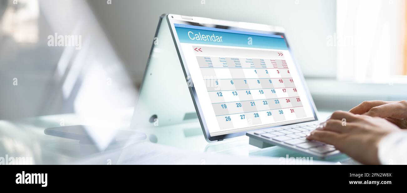 Digital Electronic Calendar Event Appointment On Screen Stock Photo Alamy