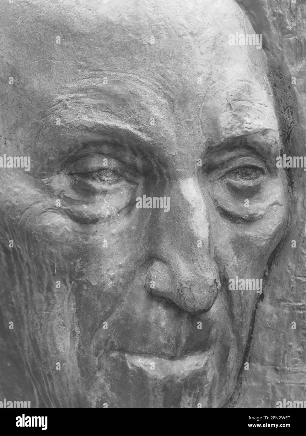 Part of Bronze relief of the federal Chancellor Willy Brandt and Konrad Adenauer by the artist Grigory Yastrebenetzki Stock Photo