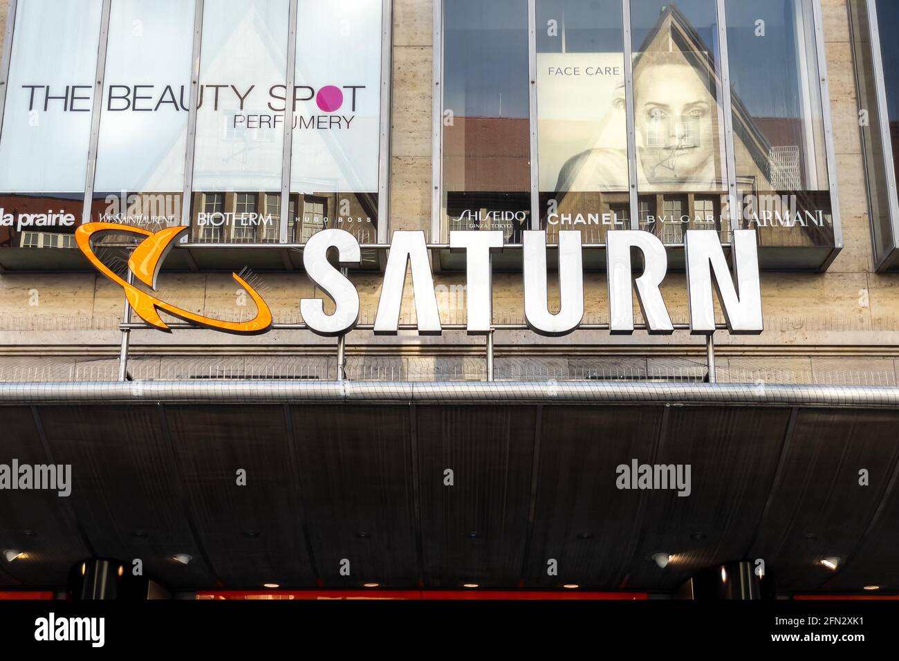 Saturn electronics store in Munich Stock Photo Alamy