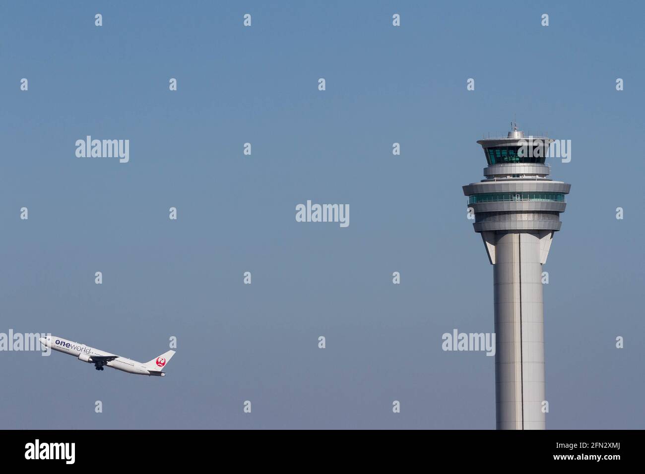 A Japan Airlines (JAL) Boeing 767-300, in One World livery, takes