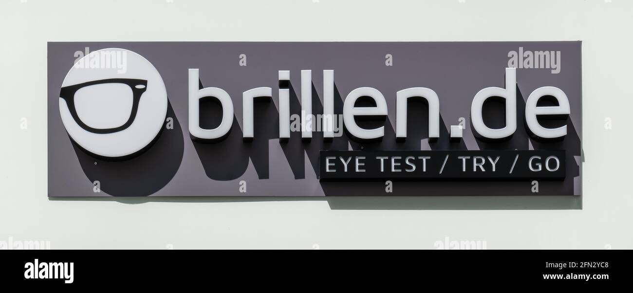 Worms, Germany, 05/09/2021: Logo of Brillen.de on a facade in Worms, Germany Stock Photo