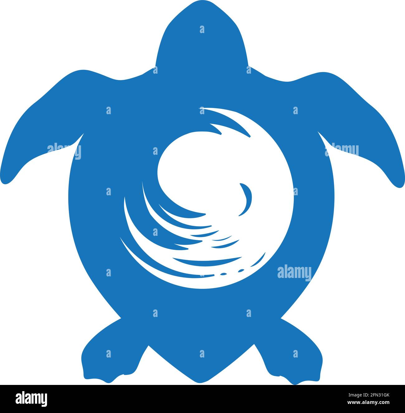 sea waves inside turtle shell, vector Stock Vector