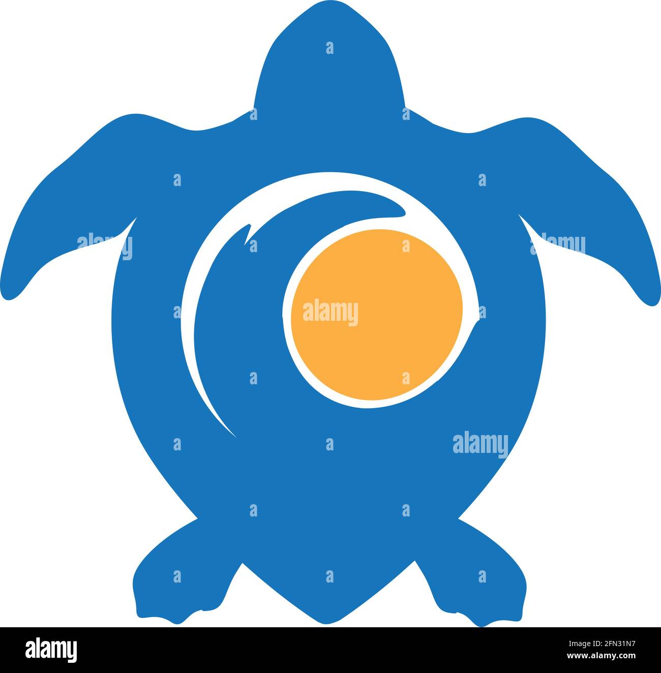 sea waves inside turtle shell, vector Stock Vector