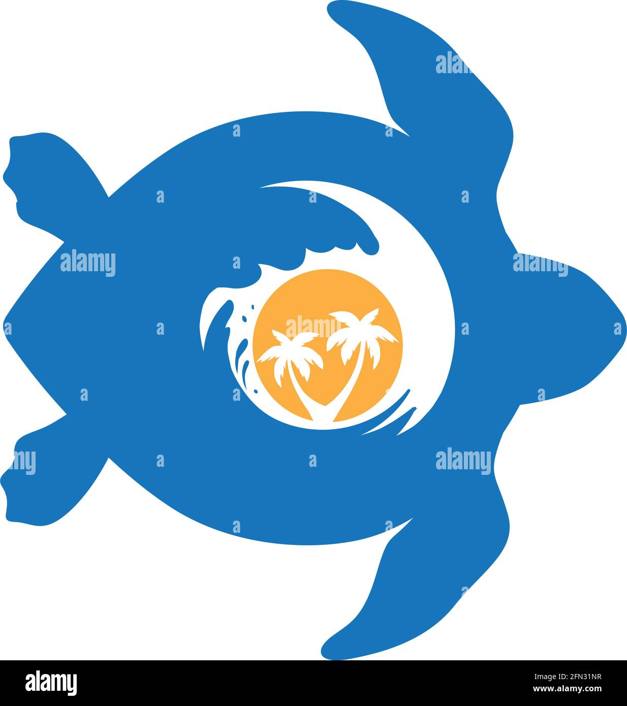 sea waves inside turtle shell, vector Stock Vector