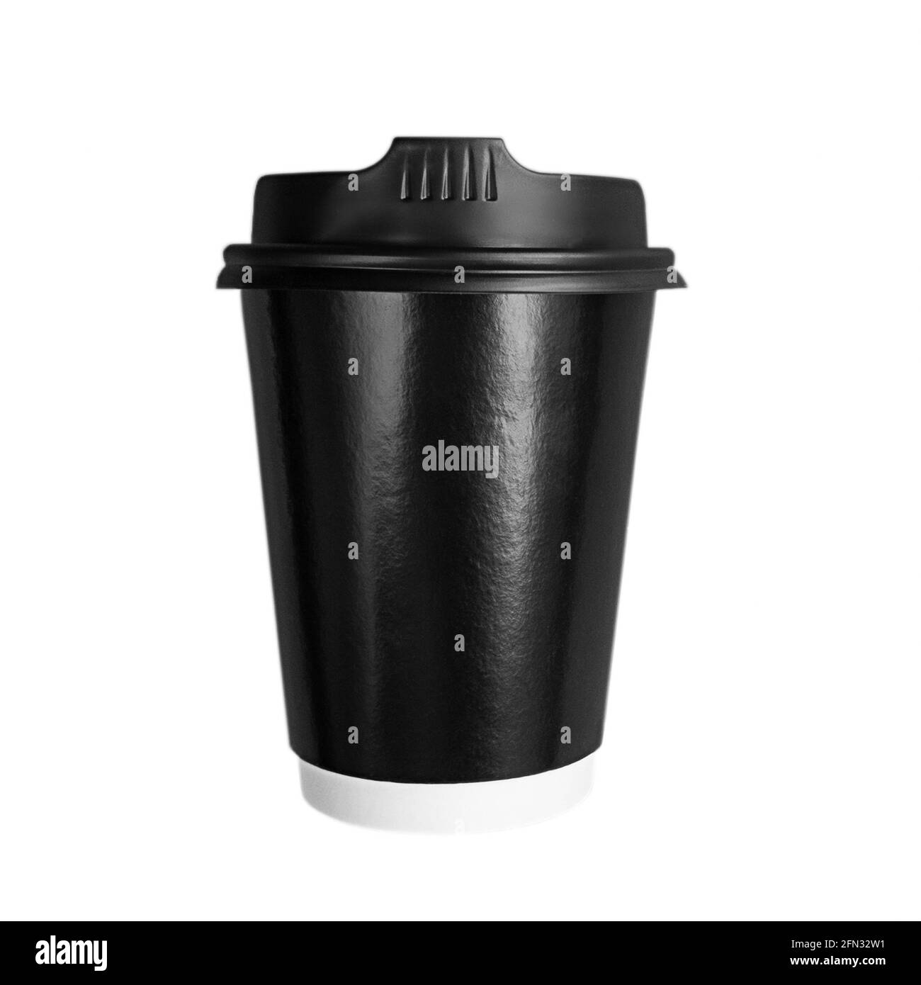 Black paper coffee cup to go isolated on a white background. Stock Photo