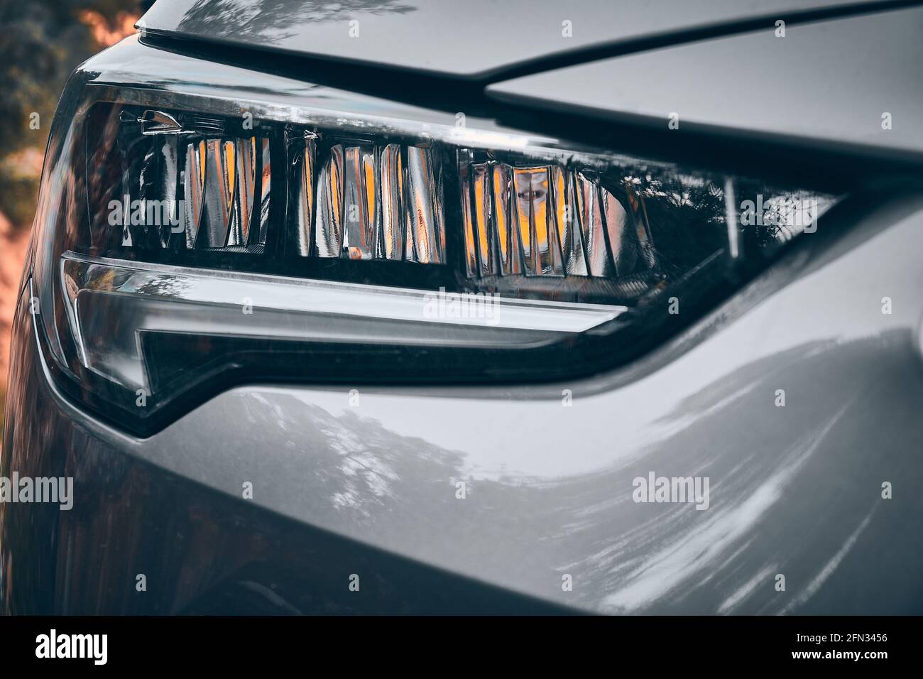 Led headlights of modern car close up Stock Photo - Alamy