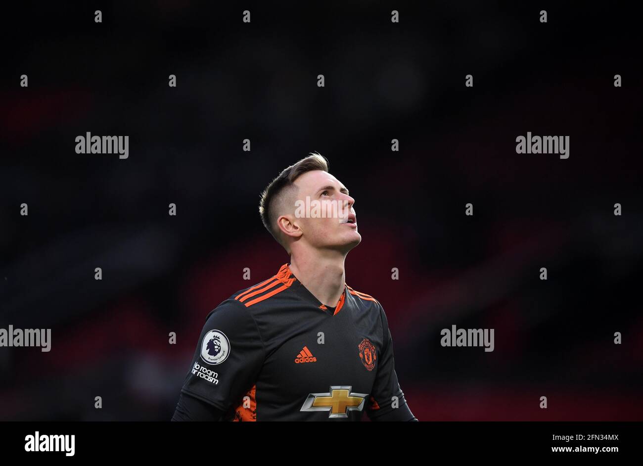 Manchester United goalkeeper Dean Henderson before the Premier League match at Old Trafford, Manchester. Picture date: Thursday May 13, 2021. Stock Photo