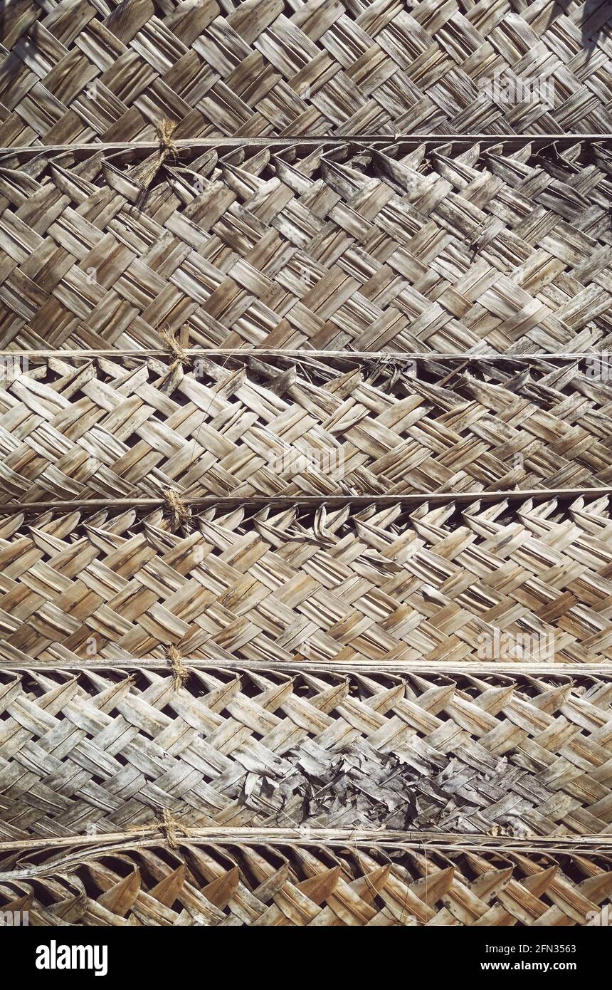 Dried woven palm leaf wall, natural background Stock Photo Alamy