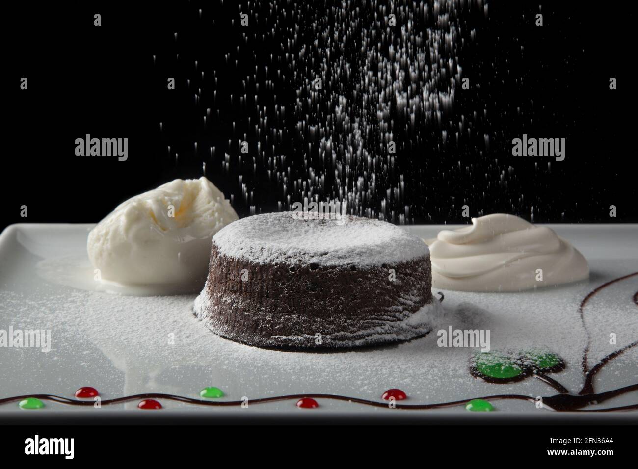 souffle dessert in a white plate. front view Stock Photo