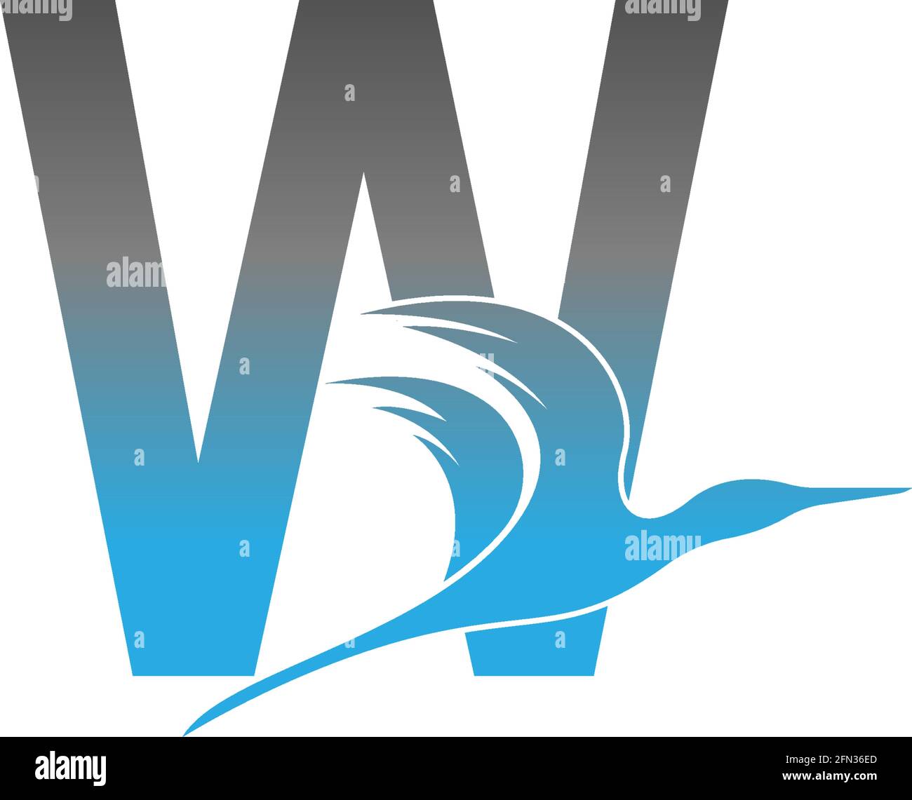 Letter W logo with pelican bird icon design vector Stock Vector Image ...