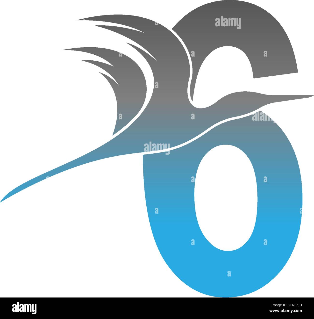 Number 6 logo with pelican bird icon design vector Stock Vector