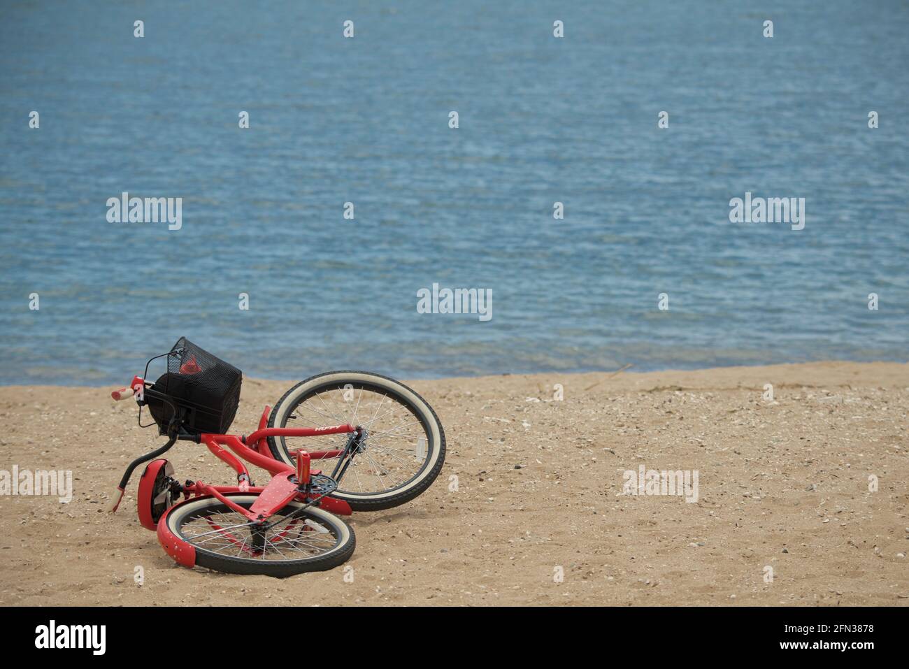 ride to the beach on a bike....have beautiful day Stock Photo
