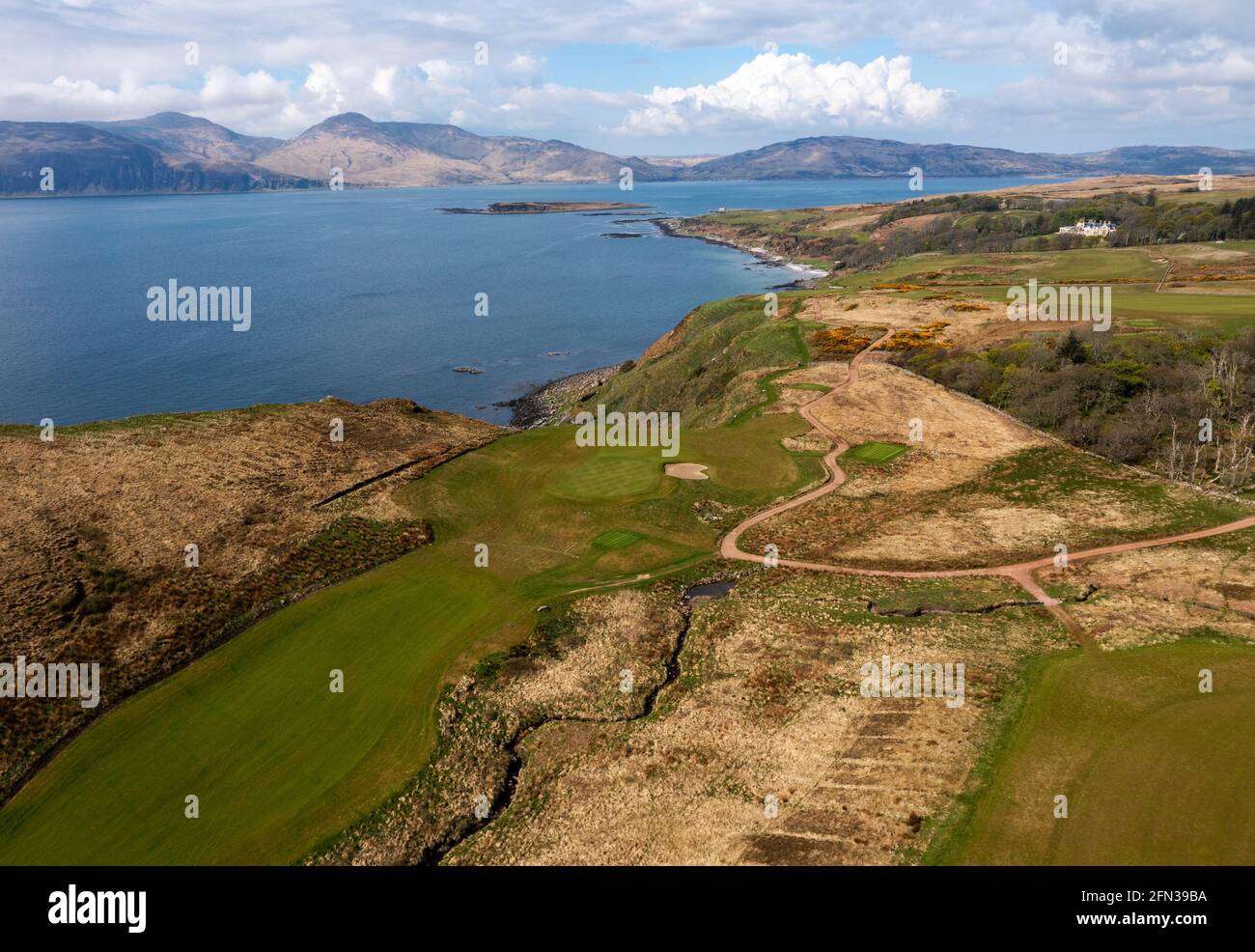 Ardfin golf course on the Ardfin Estate, Isle of Jura, Inner Hebrides, Scotland. The course is owned by Greg Coffey and designed by Bob Harrison. Stock Photo