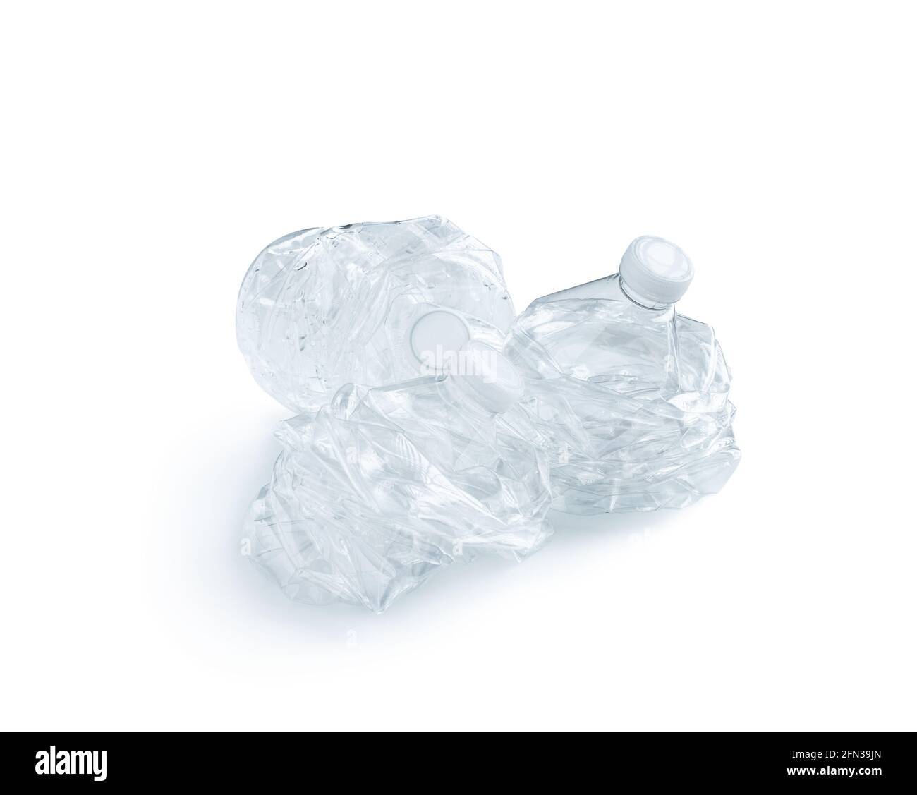 Squashed  plastic bottles isolated on white Stock Photo