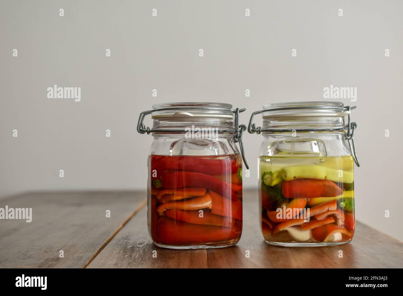 different kind of chili peppers, bell pepper etc. ready to ferment in a