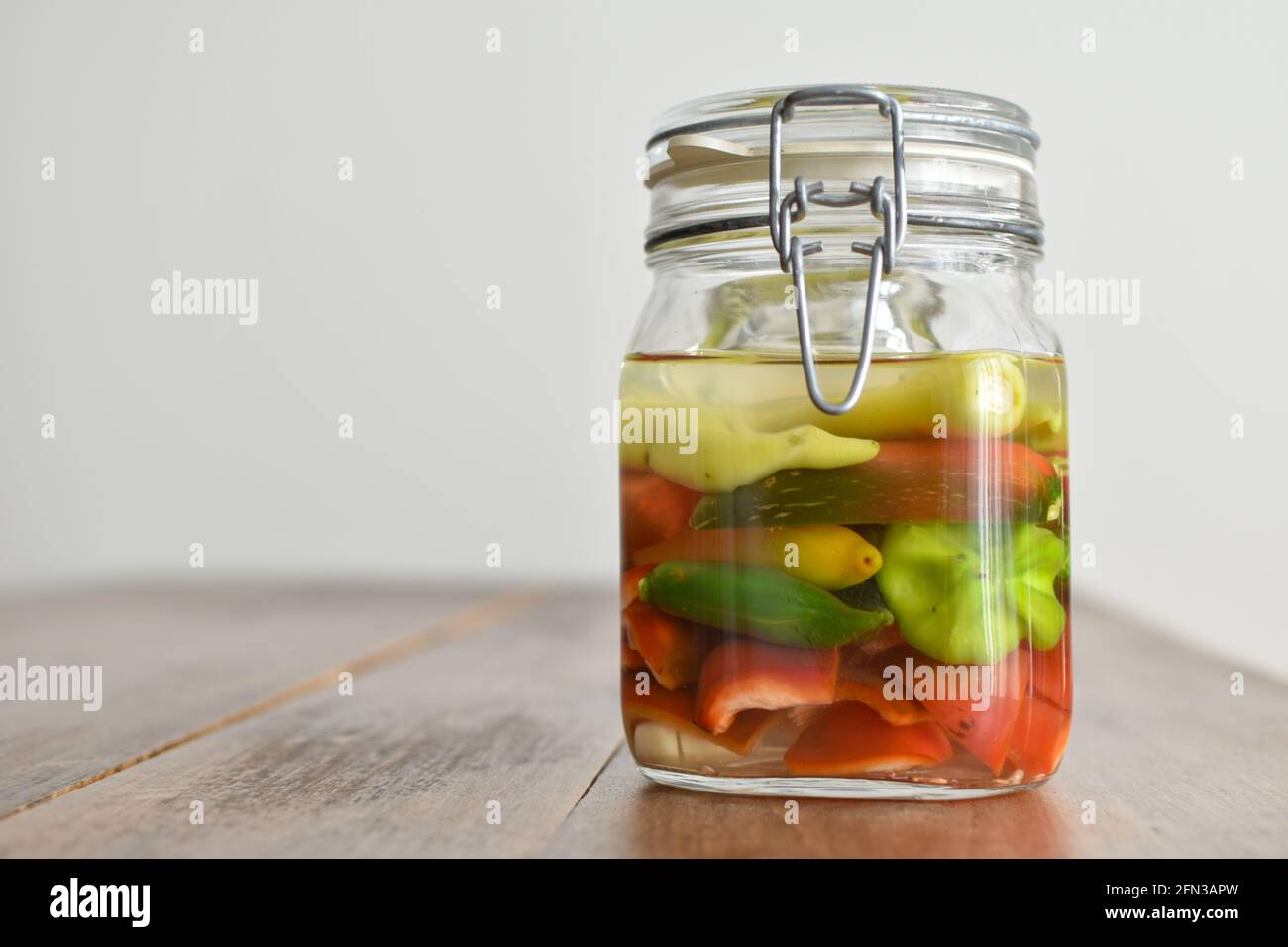 different kind of chili peppers, bell pepper etc. ready to ferment in a