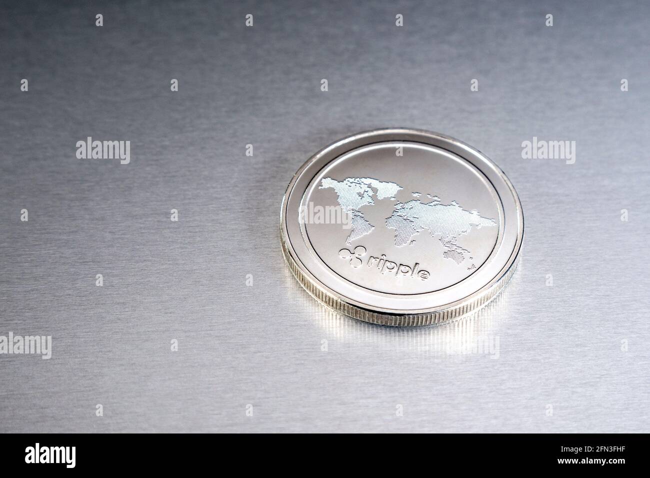 Cryptocurrency Ripple XRP token coin Stock Photo