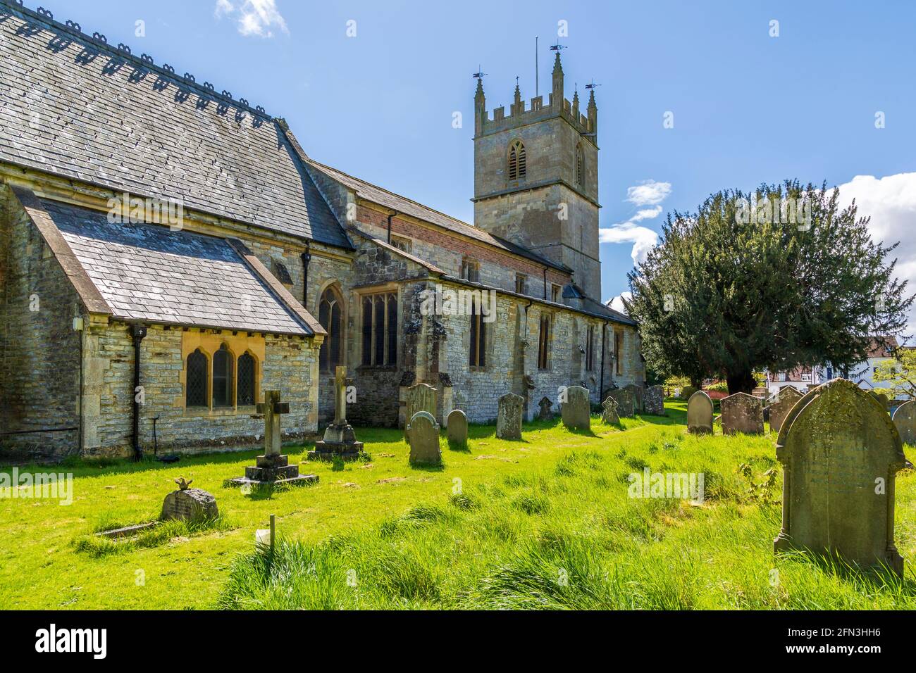 St.John The Baptist church in Worcestershire village of Fladbury Stock ...