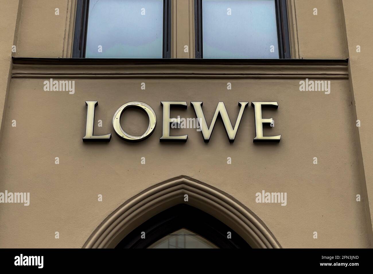 Loewe store sign in Munich town center Stock Photo