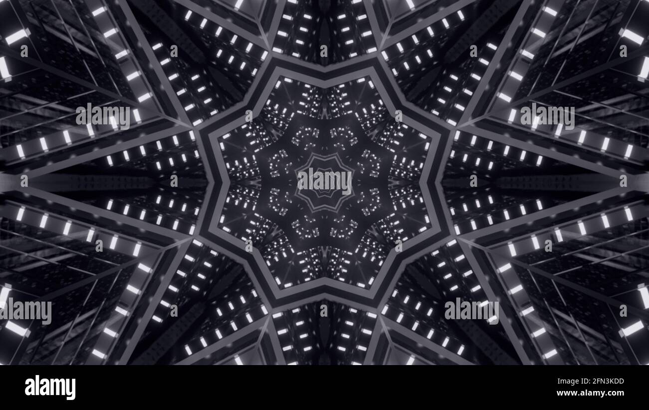 3D rendering of a futuristic background with dark geometric shapes and ...