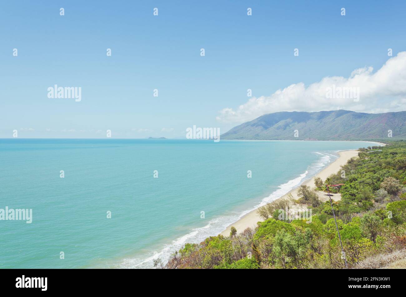 The rainforest meets the ocean in tropical North Queensland. Stock Photo
