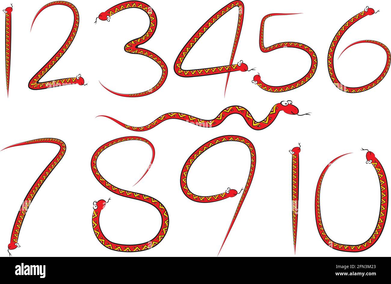 snake with numbers 1 to 10 design set Stock Photo - Alamy