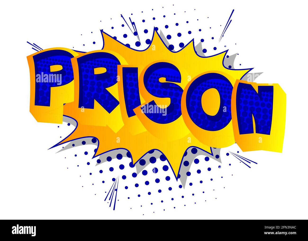 Prison - comic book word on colorful pop art background. Retro style for prints, posters, social media post, banner. Vector cartoon illustration. Stock Vector