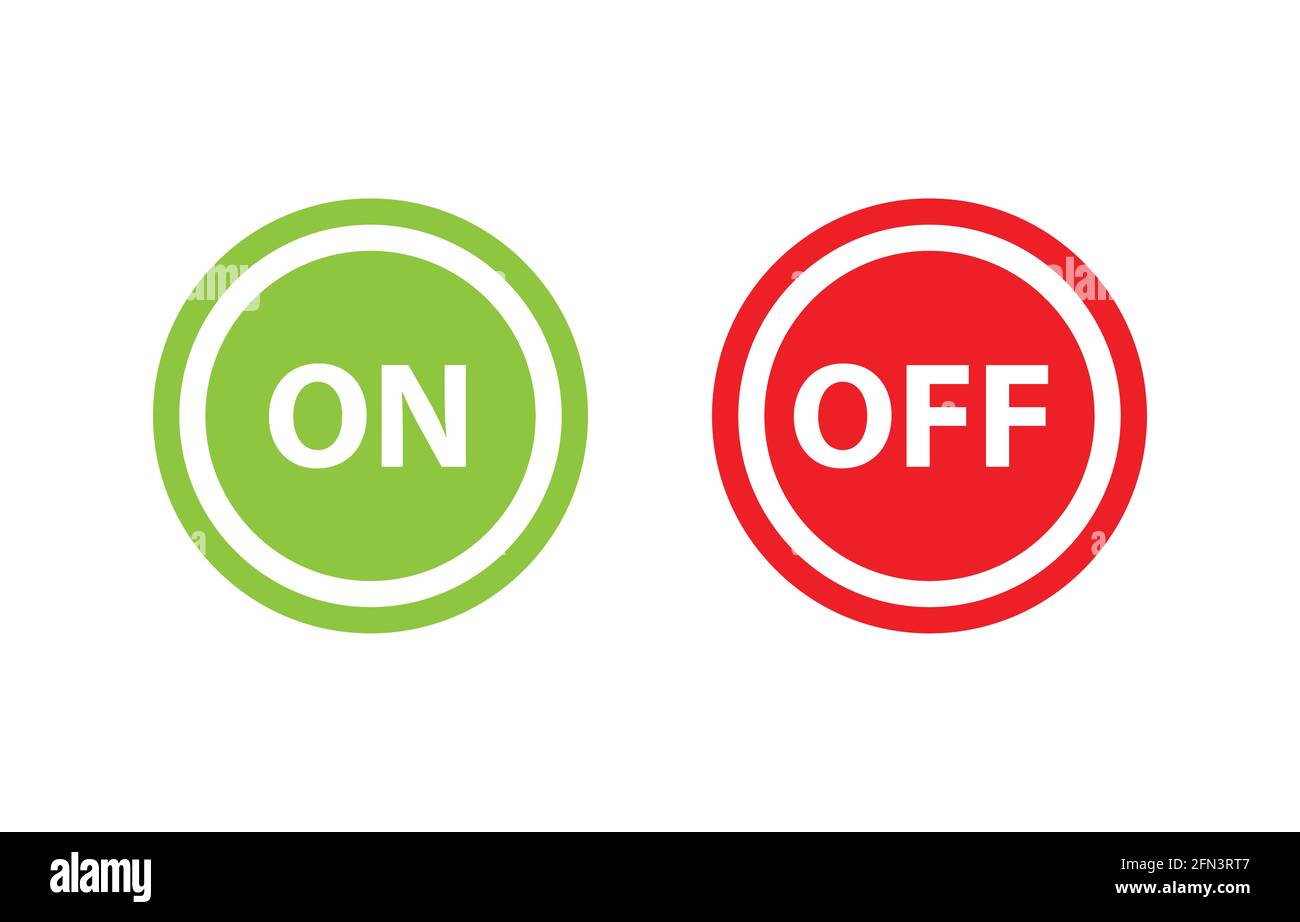 circle green on and red off icon button vector for website design, web ...