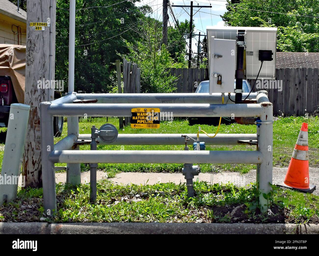 Emporia Kansas, USA, May 12, 2021 Natural Gas pipeline crossing warning