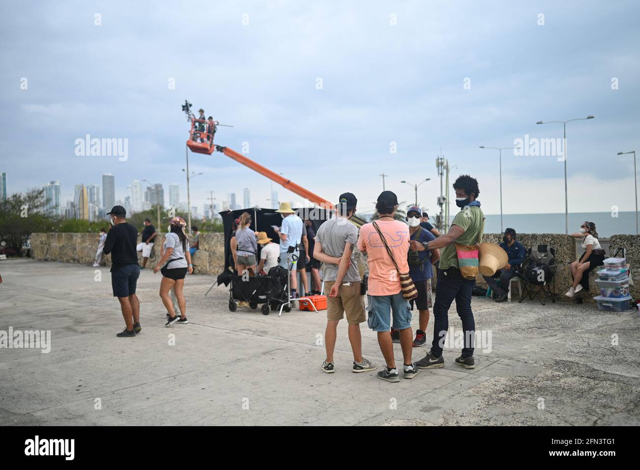 Film set of 'Searching 2' movie with Storm Reid, Nia Long and Joaquim De Almeida in Cartagena de Indias, Colombia. Directors: Will Merrick and Nick Jo Stock Photo