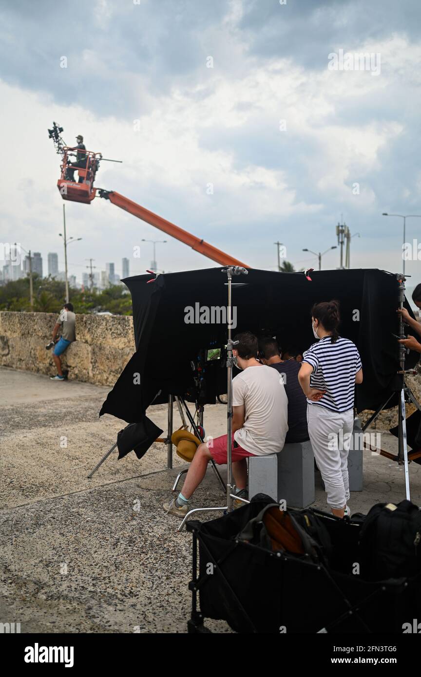 Film set of 'Searching 2' movie with Storm Reid, Nia Long and Joaquim De Almeida in Cartagena de Indias, Colombia. Directors: Will Merrick and Nick Jo Stock Photo