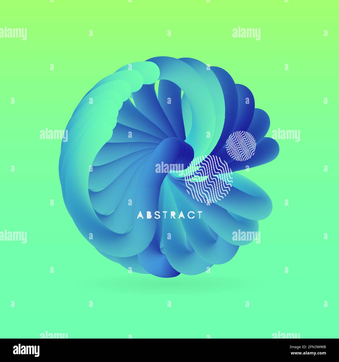 Sphere. 3D Abstract wavy illustration with dynamic effect. Stock Vector