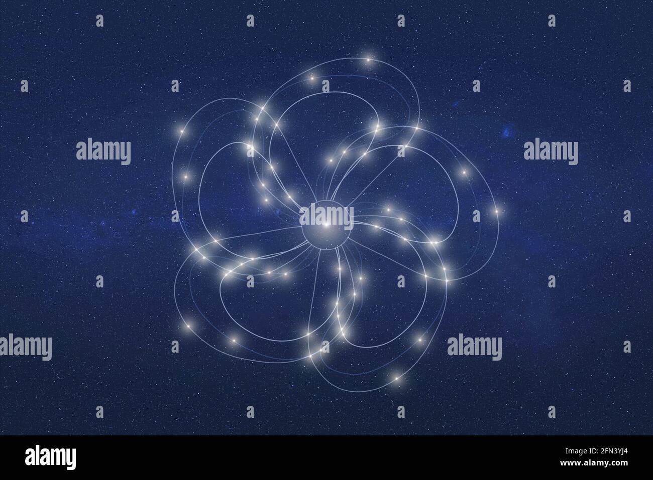 Triangulum the triangle constellation on a starry space background with the  names of its main stars. Relative sizes and different color shades based o  Stock Photo - Alamy