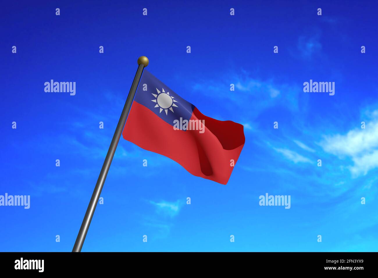 3D Rendered image. Flag of Taiwan waving in the wind Stock Photo - Alamy
