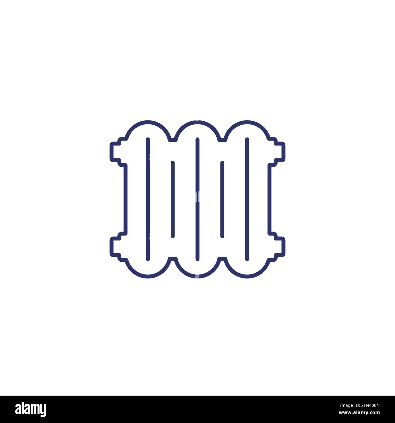 Heating radiator line icon on white Stock Vector