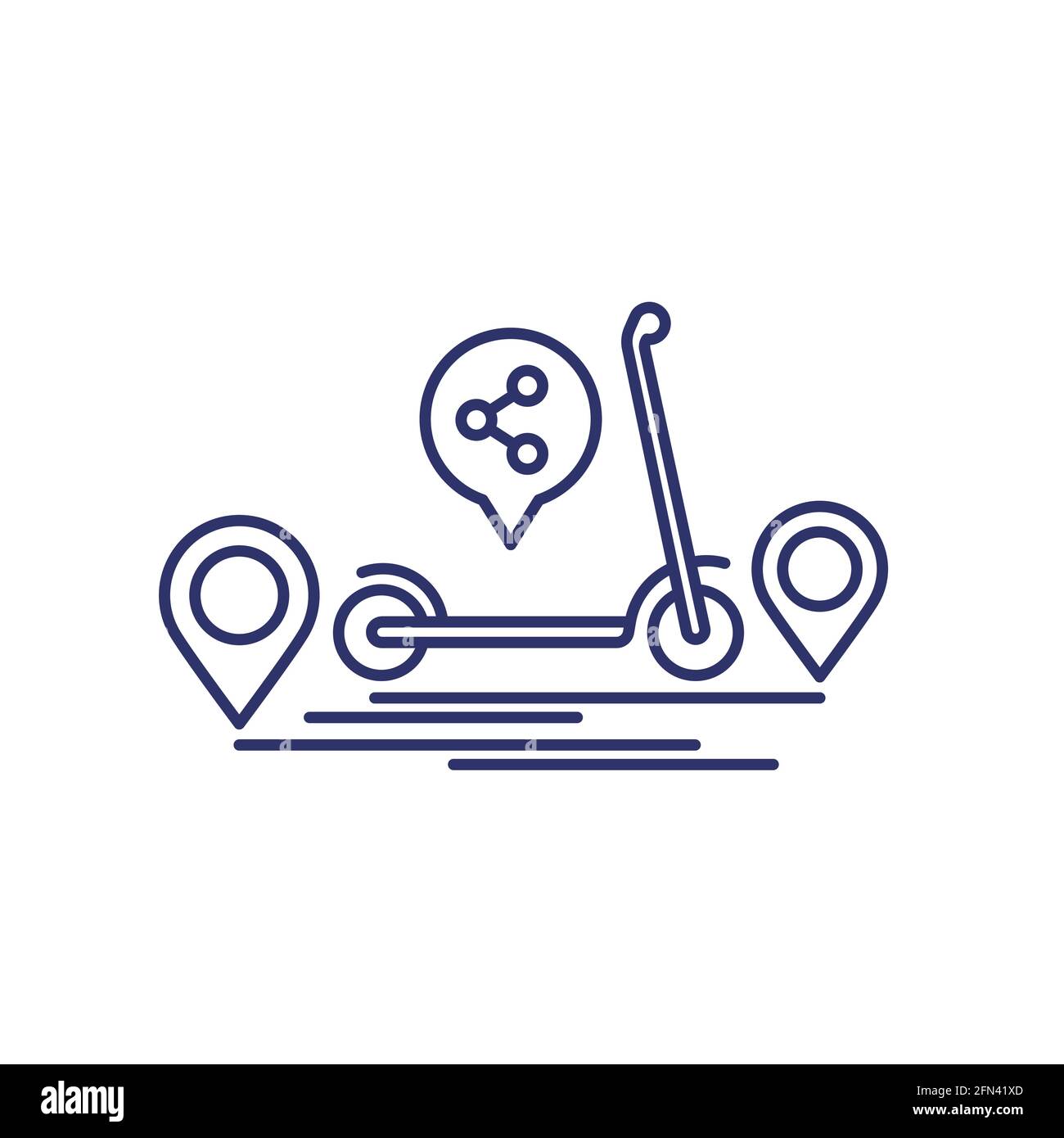 kick scooter sharing line icon on white Stock Vector