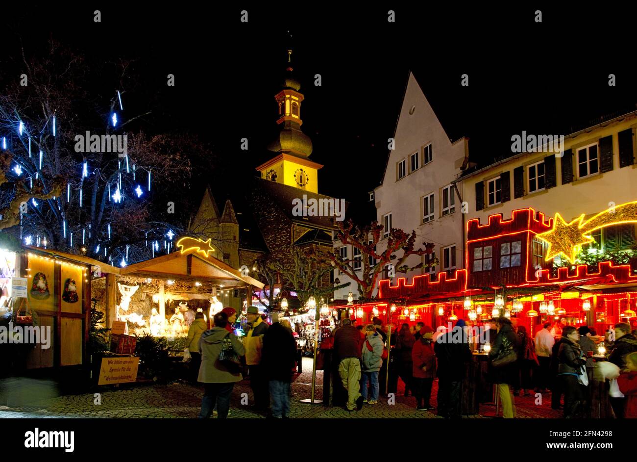 Festive Illuminations Rudesheim Christmas Market Germany Stock Photo ...