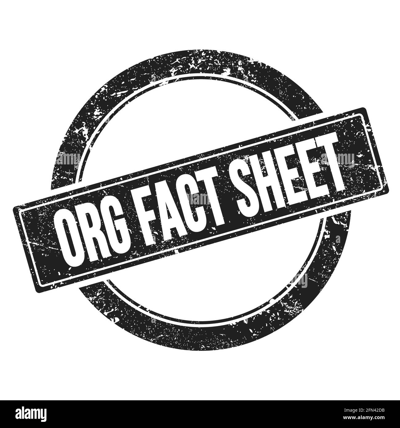ORG FACT SHEET text on black grungy round vintage stamp. Stock Photo