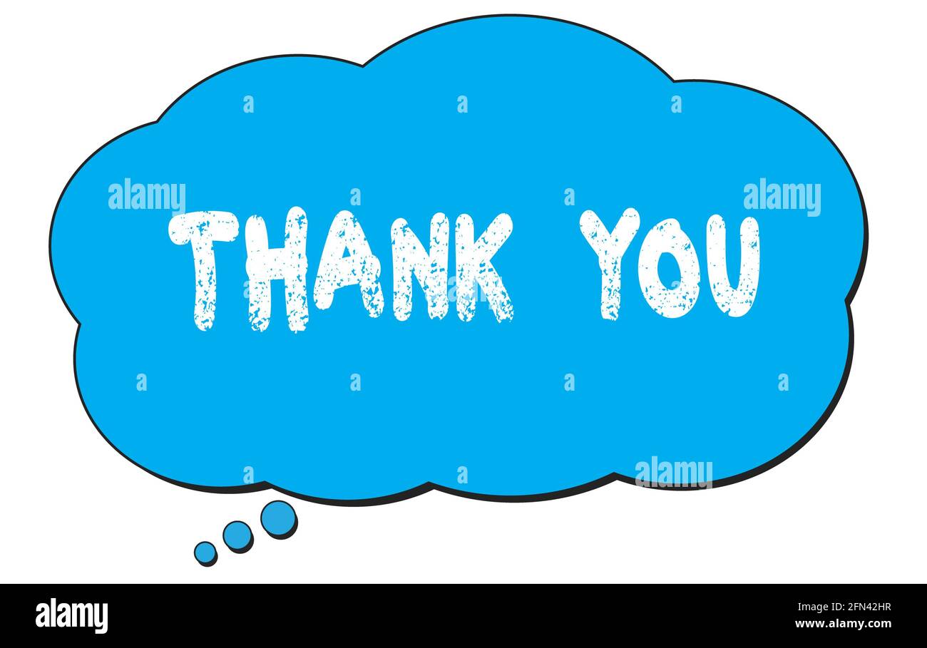 THANK YOU text written on a blue thought cloud bubble Stock Photo ...