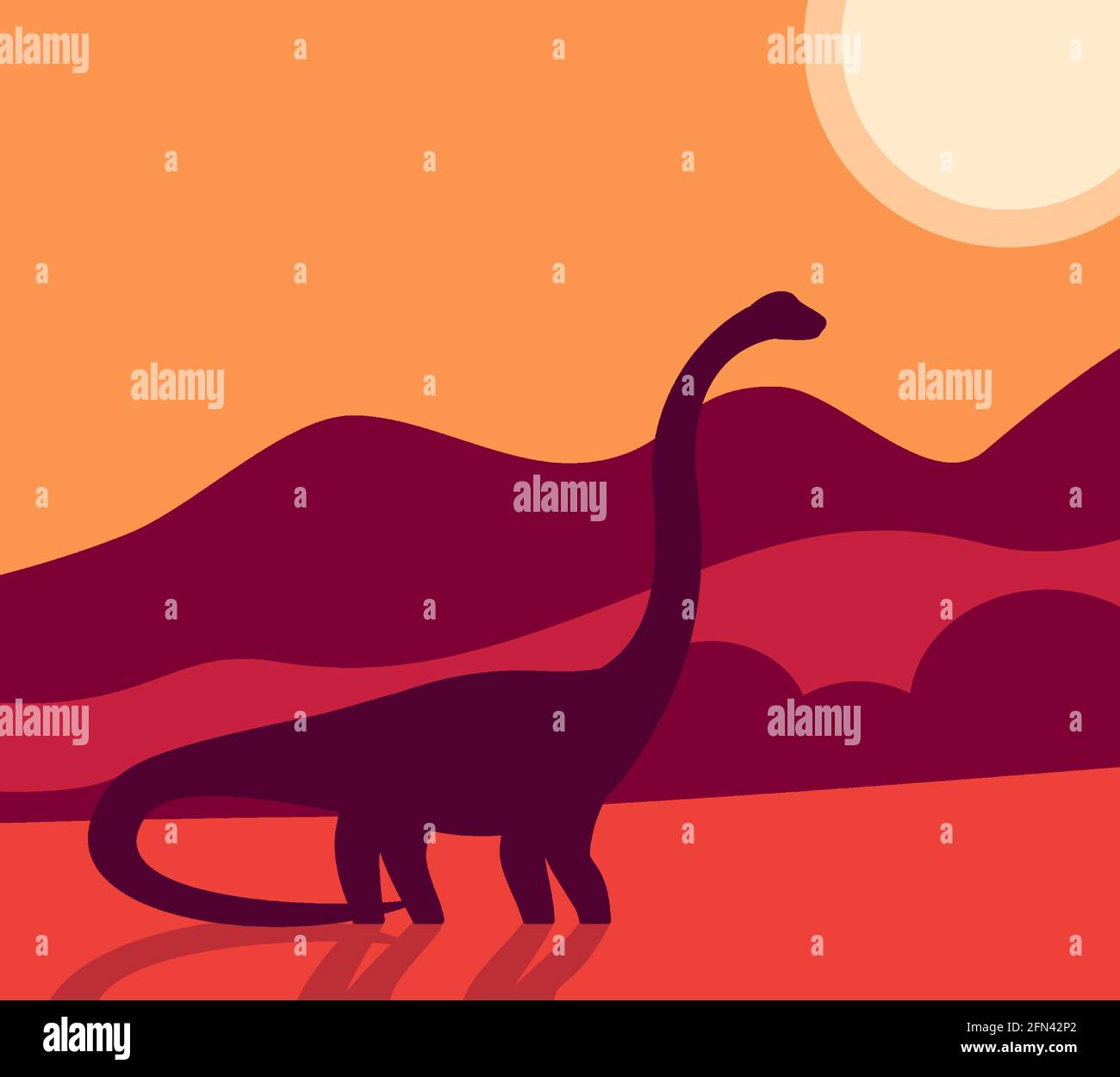 sauropod, vector illustration with dinosaur Stock Vector