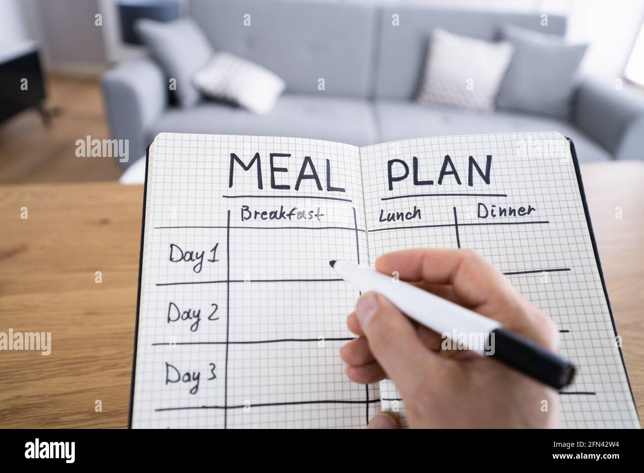 Diet Meal Plan And Nutrition Goals List Stock Photo